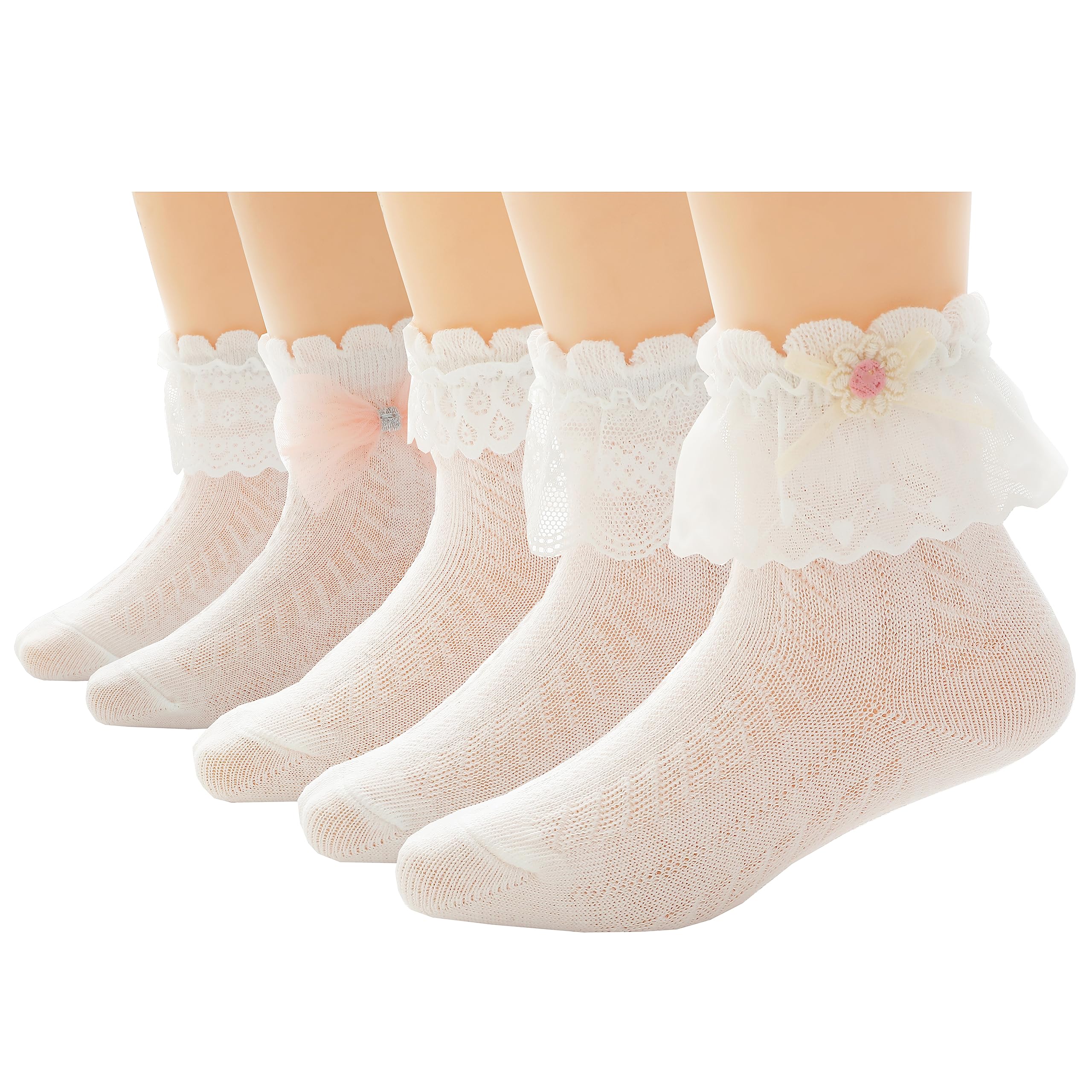 Xiyadun 5 Pairs Toddler Baby And Child Girls Ruffle Lace